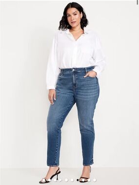 Old Navy High-Rise Straight Jeans in Blue Denim